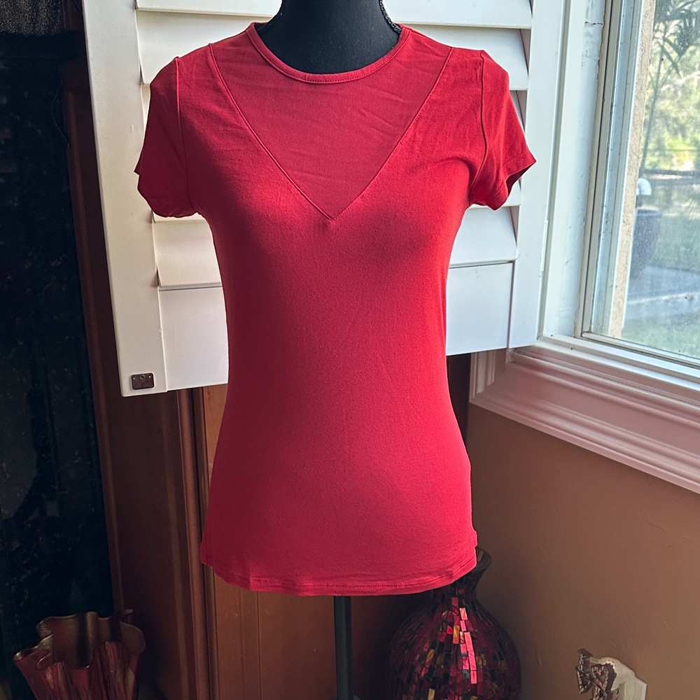 VENUS Vibrant Red Short Sleeve Top